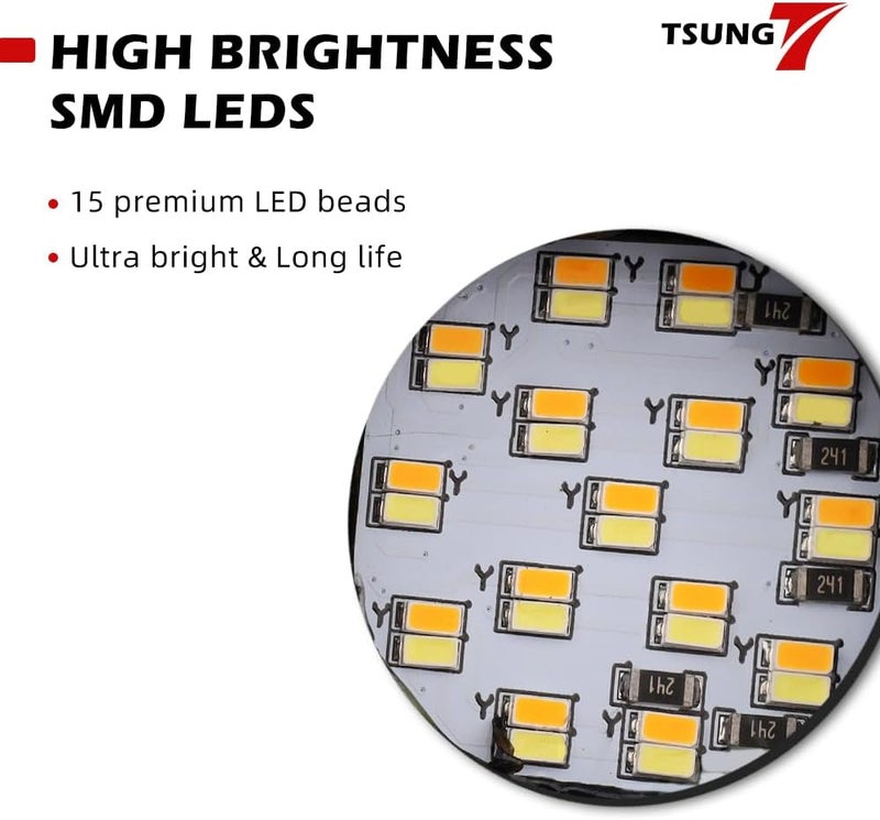 TSUNG 2PCS Motorcycle Bullet LED Front Turn Signal White Amber Light SMD Blinker Indicator for Cruiser Chopper Bobber Cafe Racer Street Bike (SMD-Chrome-White&Amber) - Image 4